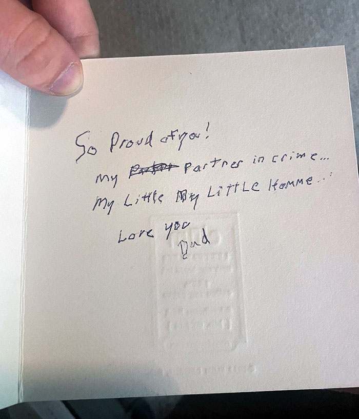 My Dad Spent Over 20 Minutes Writing This Graduation Note For Me. He Was Diagnosed With Brain Cancer In 2009, And Writing Is Extremely Difficult For Him, But He Still Managed To Write This