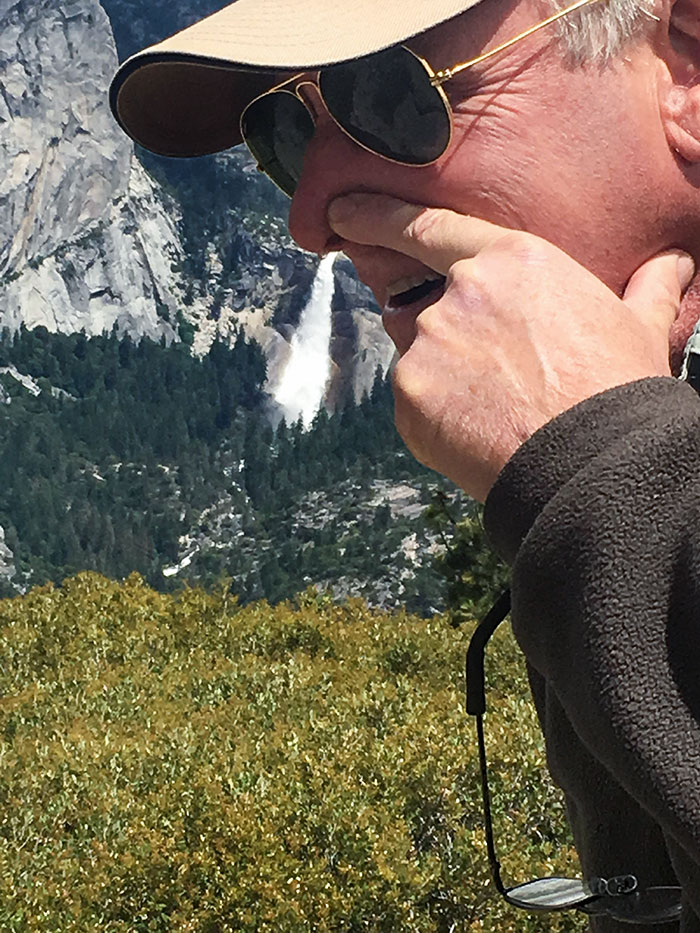 My Dad Wanted To Take A Nice Picture With A Waterfall In Yosemite