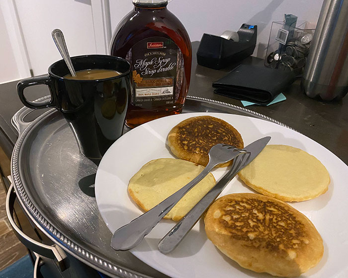 My Dad, Who Has No Idea How To Cook, Knew I'd Be In Meetings All Day, So He Woke Up Early And Made Me Pancakes And Coffee. They Tasted Awful, But They Were Such A Wonderful Surprise