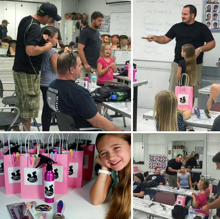 I Created A Dads' And Daughters' Hair Class To Help Other Fathers Learn About Hair. We Had A Small Class Full Of Dads That Learned Basic Brushing, Ponytails, Braids, And Buns