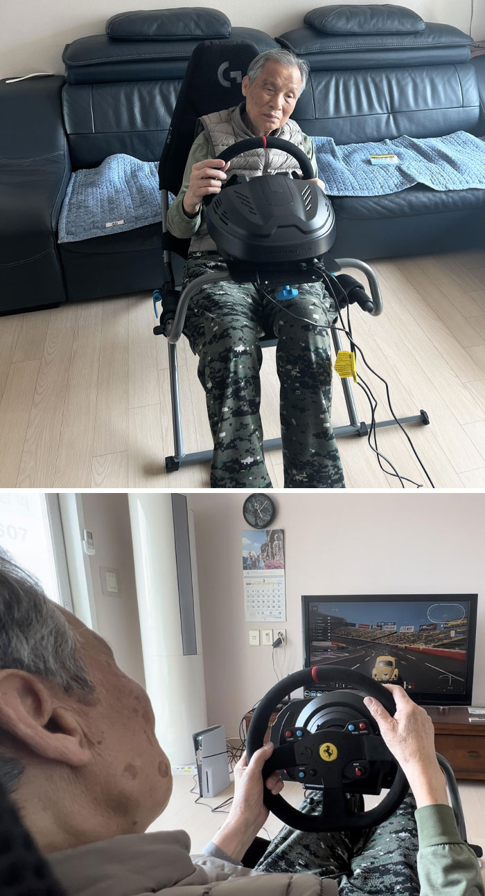 I Set Up A Sim Racing Setup For My 90-Year-Old Grandfather