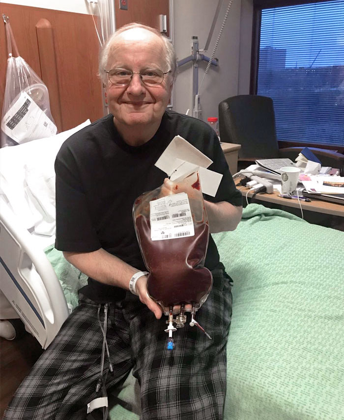 My Dad With The Bag Of Bone Marrow Donated By A 38-Year-Old Stranger In Germany To Save His Life