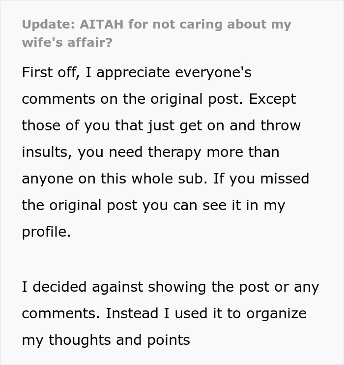 Wife Is Furious Husband Knew About Her Affair Of 2 Years And Just Didn't Care