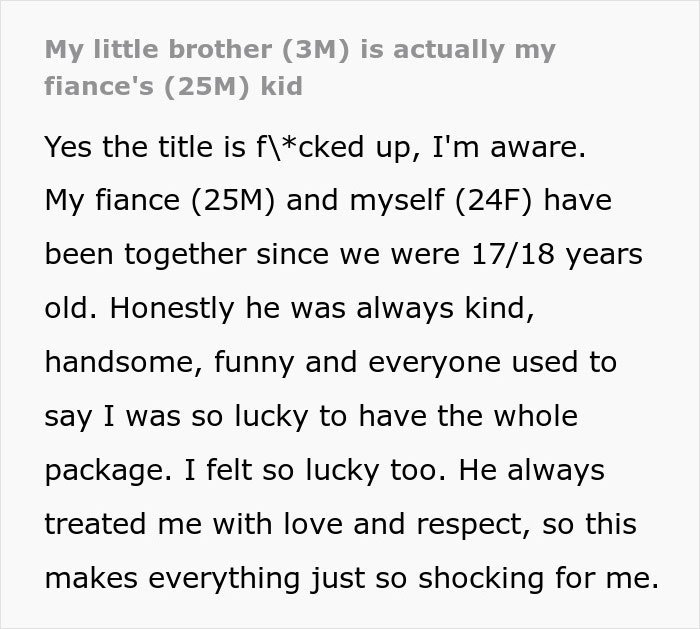 “Two Of The Most Disgusting Humans”: Woman Finds Out Her Little Brother Is Her Fiancé’s Son “Two Of The Most Disgusting Humans”: Woman Finds Out Her Little Brother Is Her Fiancé’s Son