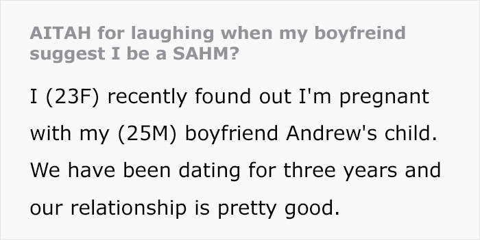 Pregnant Woman Is Asked To Be A Stay-At-Home Mom By Her BF, She Can't Hold Back Laughter Pregnant Woman Is Asked To Be A Stay-At-Home Mom By Her BF, She Can't Hold Back Laughter