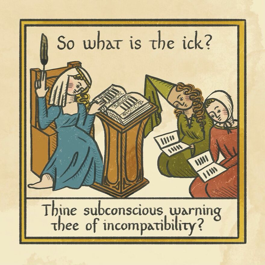 Medieval Humor Meets Modern Dating In &lsquo;Recognising The Ick&rsquo; Series By Clarice Tudor