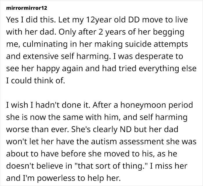 Mom Devastated As 10YO Would Rather Live With Richer Dad Than With Her Mom Devastated As 10YO Would Rather Live With Richer Dad Than With Her