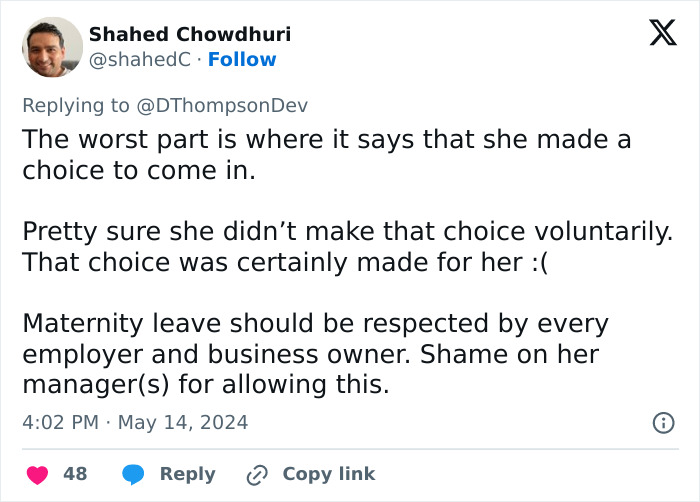 CEO Brought To Tears By Mom Who Came In To Work 2 Days After Giving Birth, Gets Destroyed Online CEO Brought To Tears By Mom Who Came In To Work 2 Days After Giving Birth, Gets Destroyed Online