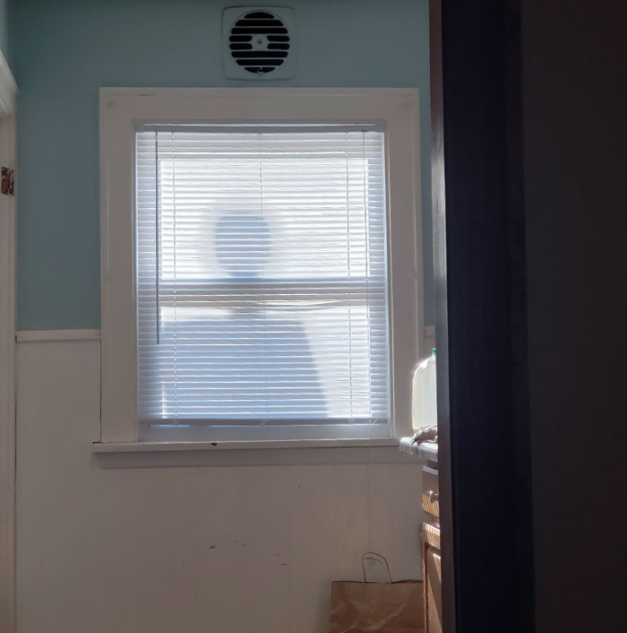 Every Morning At Around 11, Windowman Shows Up And Scares Me. This Is My Neighbor's Chimney