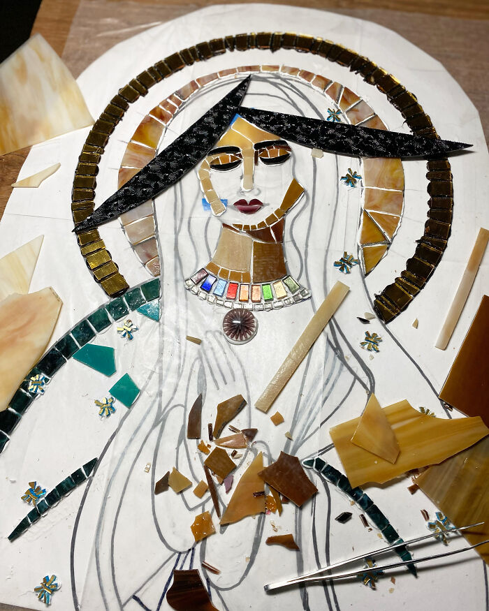 I Captured The Stages Of My Mosaic Artwork Illustrating The Holy &lsquo;Mary&rsquo;