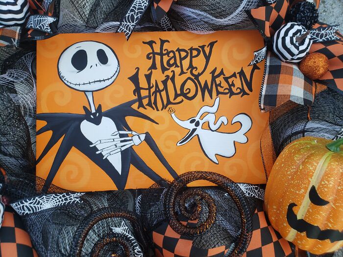 Jack Skellington And Zero Halloween Wreath