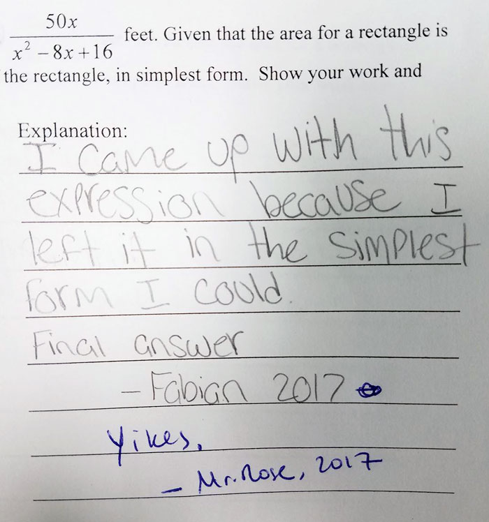 My Friend Is A First-Year Teacher And Showed Me This Student's Answer On A Test