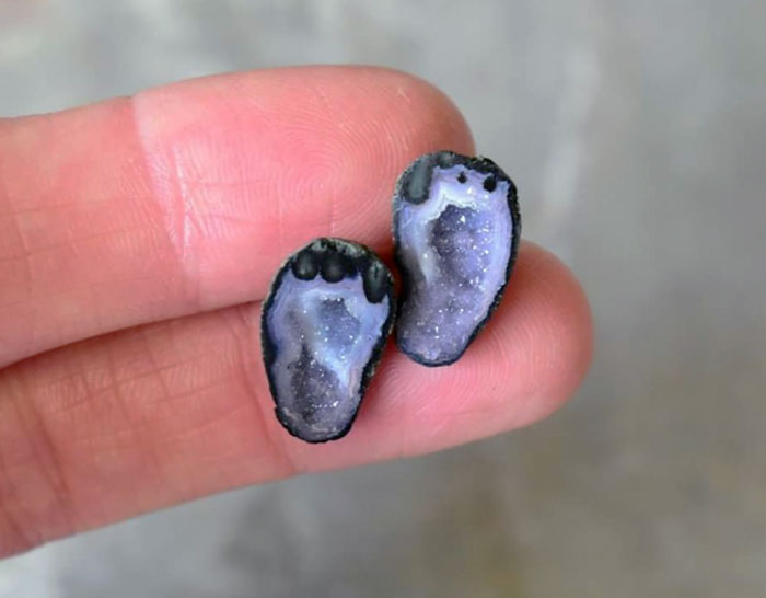 Tiny Natural Geodes Shaped Like Footprints