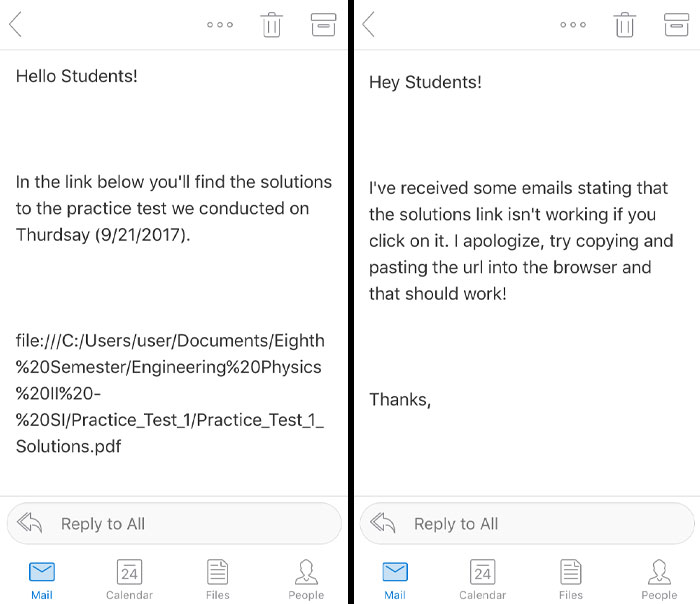 Back-To-Back Emails From My University Physics Professor