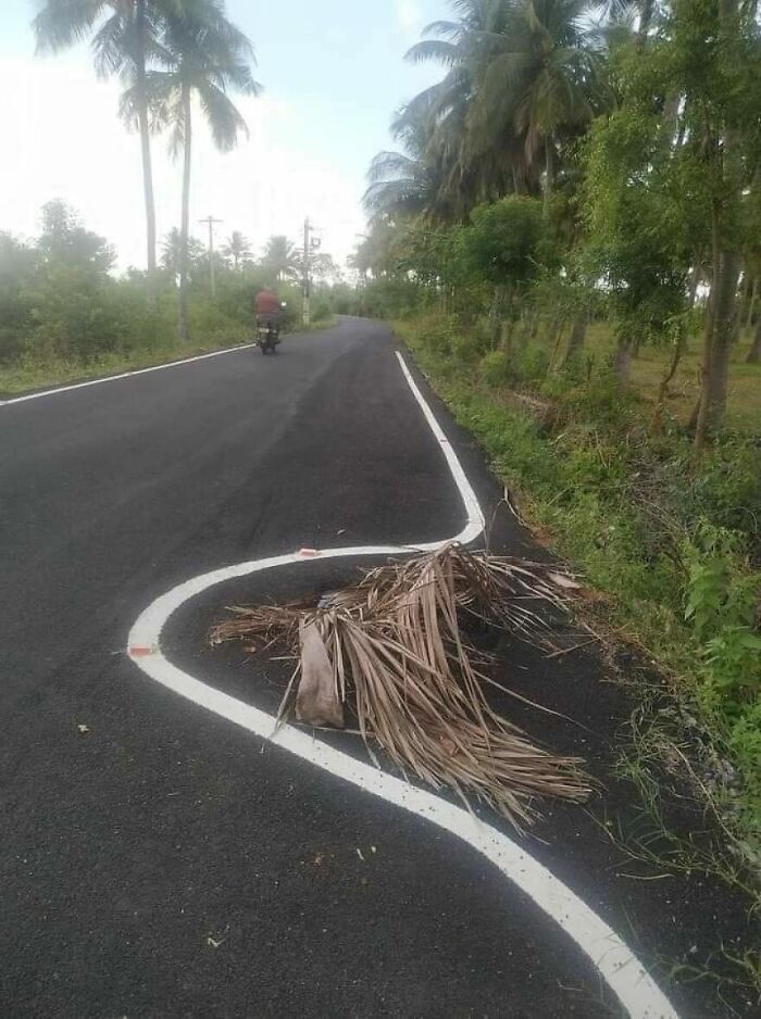 He terminado de pintar las líneas de la carretera, jefe