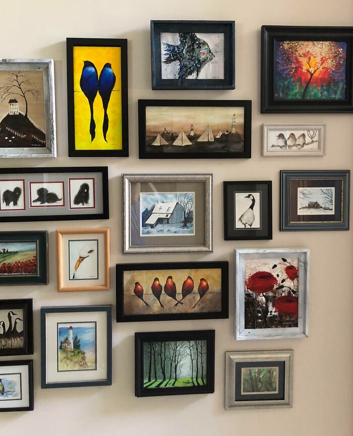 My 70-Year-Old Father-In-Law Started Painting A Couple Of Years Ago. He Likes To Try Different Styles And Keeps Them All