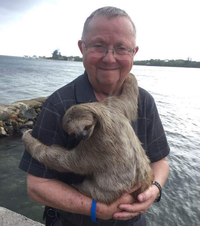 My Father-In-Law Holding A Sloth