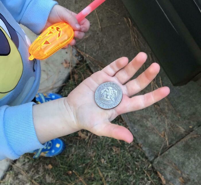 My Son (3) Loves To Say Hi To Everyone He Sees When We Go To Walmart. He Said Hi To An Elderly Man, Who Then Gave Him A Dollar Coin. It Made His Entire Day