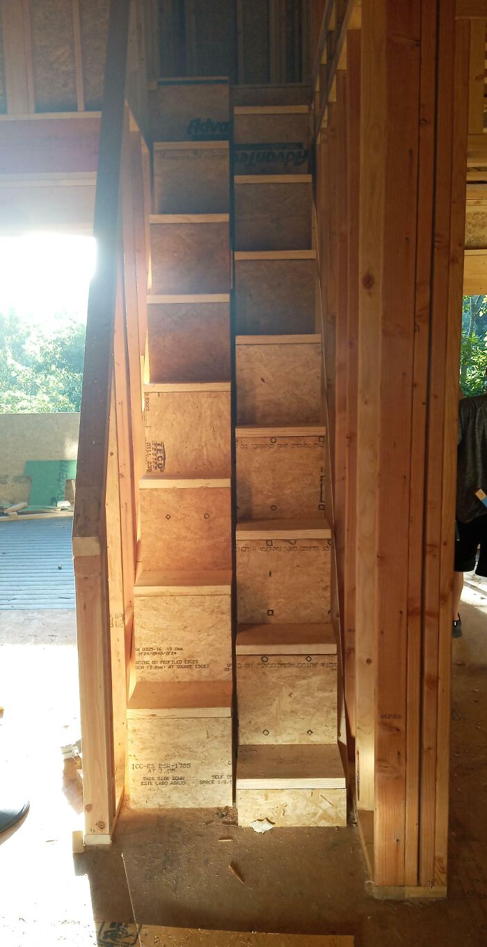 These Stairs In An Airbnb That We Are Wiring