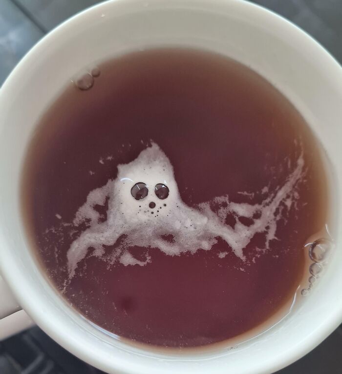 A Cute Ghost In My Tea This Morning