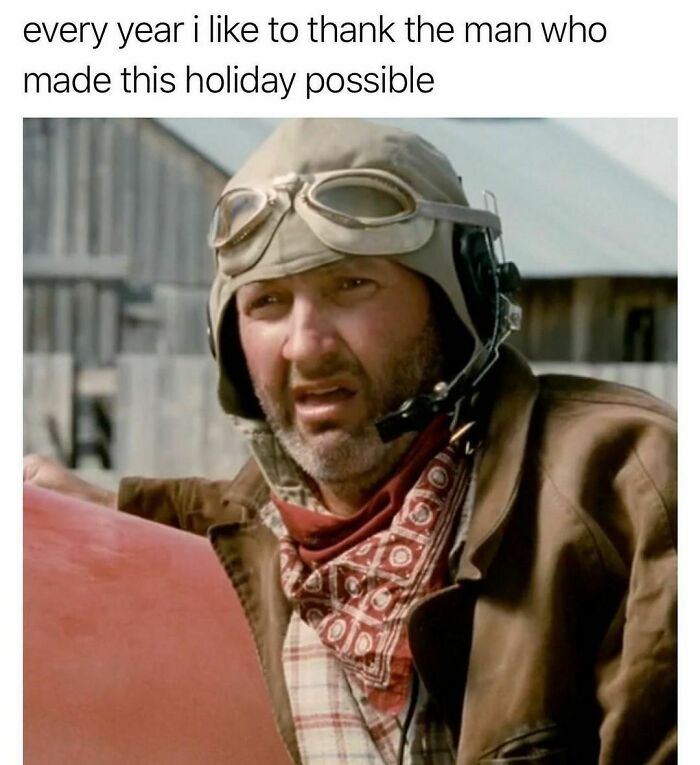 Man wearing aviator helmet and goggles in a nostalgic meme about Tamagotchis and VHS tapes from childhood memories.