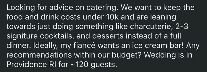 The Couple Wants To Feed Guests Only Charcuterie And Ice Cream
