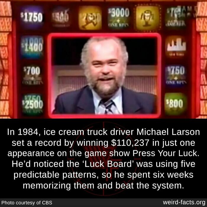 Game show contestant wins record prize using strategy, highlighting weird facts about game board patterns.