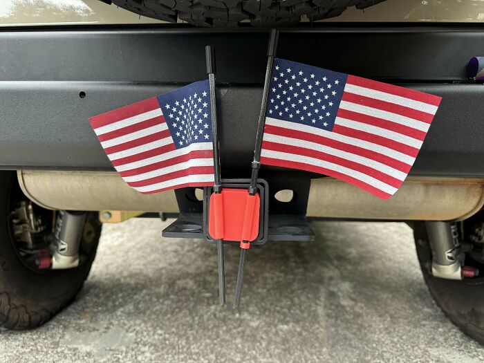 I Designed And 3D Printed A Mini Dual Flag Holder For My Hitch Receiver! Take That Truck Bros