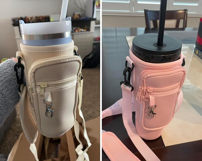 Never Leave Your Stanley Or Smartphone Behind: Water Bottle Carrier Bag With Phone Pocket Keeps Them Secure And Accessible