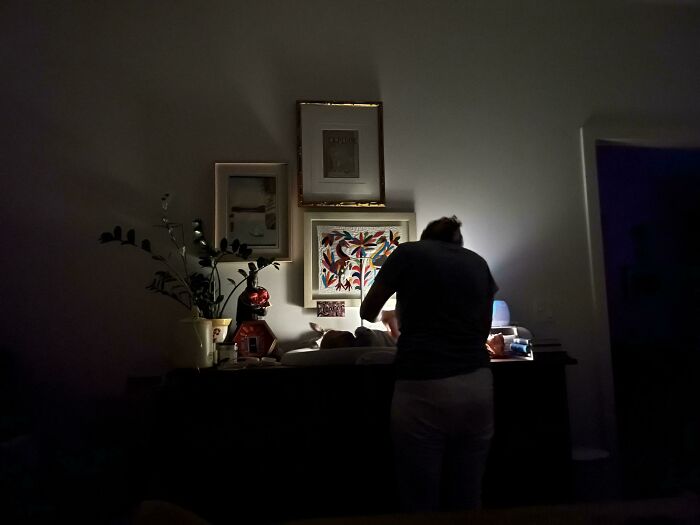 My Wife Changing Our Newborn At Night