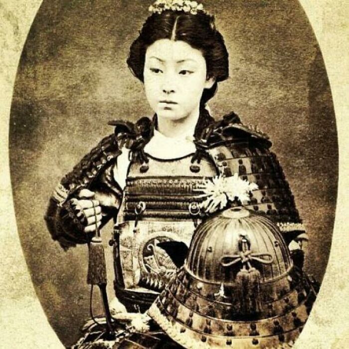 Nakano Takeko (Onna-Musha Of The Aizu Domain) In Imperial Japan, She And Other Women Fought In The Battle Of Aizu In October 1868 During The Boshin War, When On October 16th, She Was Killed In Battle By Rifle Shot. Shown In Full Samurai Armour, C. 1860 - 1868
