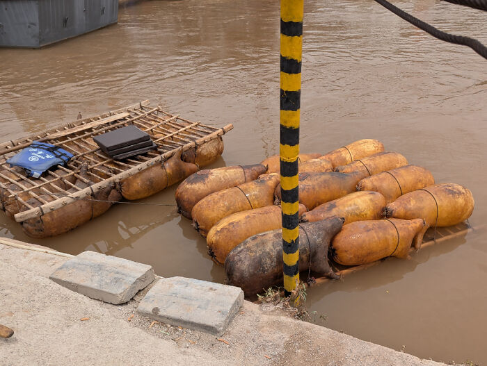 Saw Rafts Made Out Of Inflated Sheep Skins