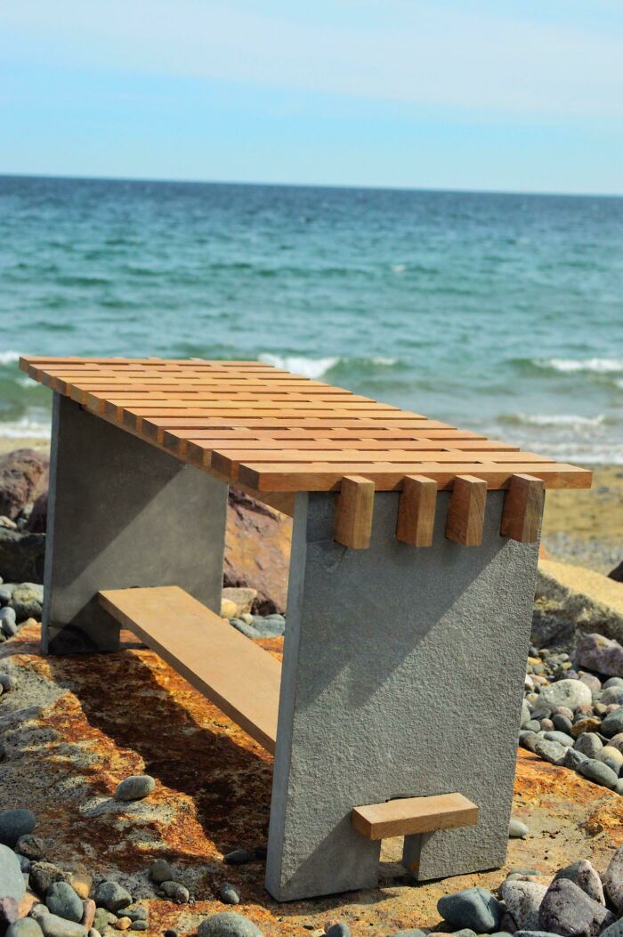 A Stone & Teak Bench I Designed & Built. Enjoy!