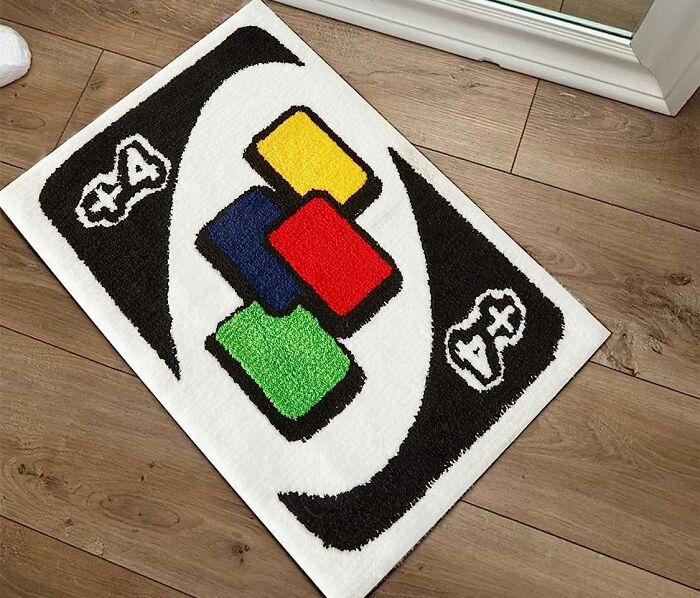 Your Living Room Just Got A Whole Lot More Fun With This Playful And Nostalgic UNO Card Rug