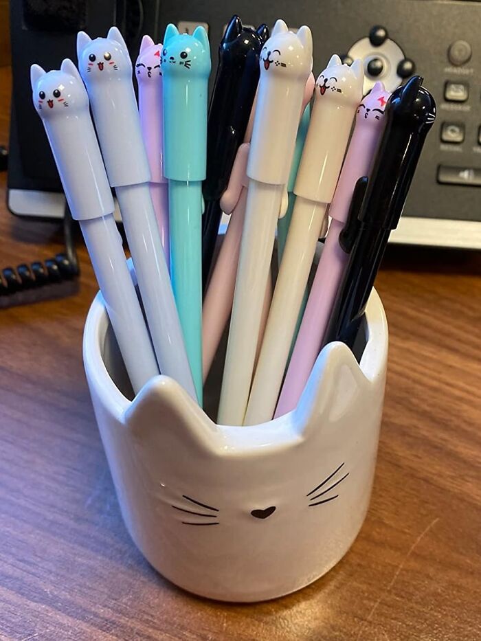 Pandas Don't Have Time For Boring Desks. They Splurged On These Cute Cat Pens To Make Sure That Never Happens!