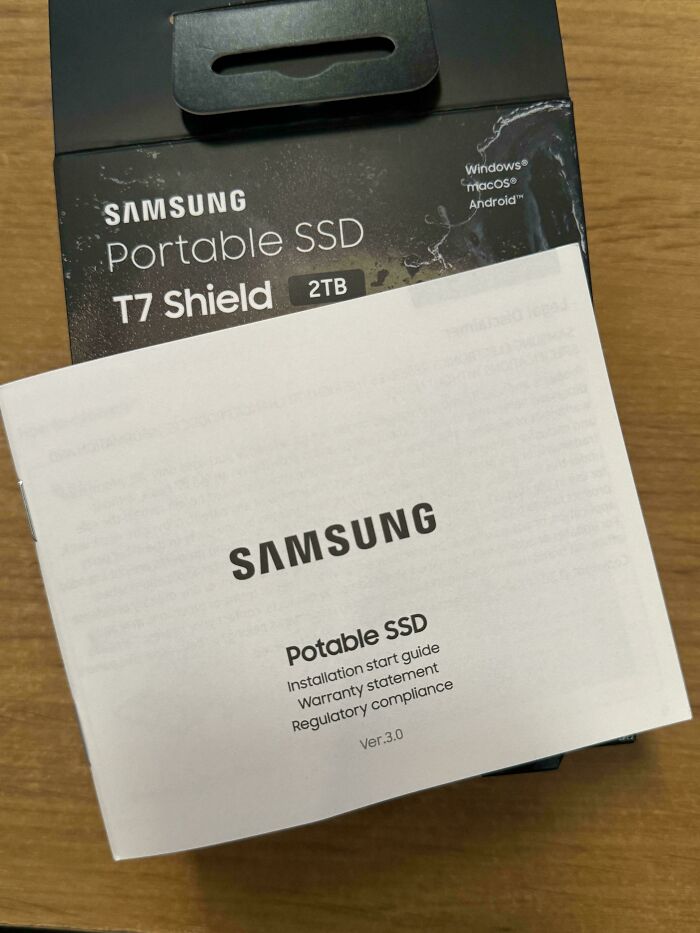 $300 Samsung Ssd Has Spelt “Portable” Wrong On The User Manual