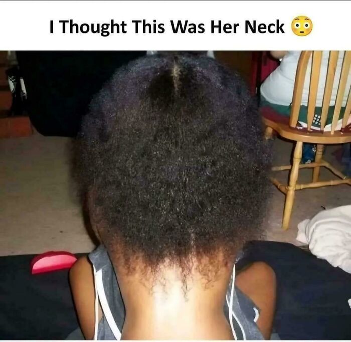 Confusing image of a girl's head and neck, creating an optical illusion that requires a second look.