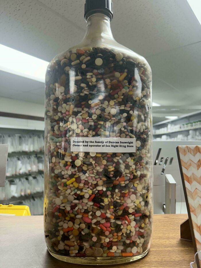 This Huge Bottle Filled With Old Pills At My Local Pharmacy