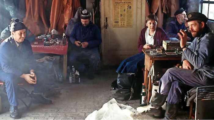 Angela Merkel In Her Earlier Years With Fishermen - November 1990