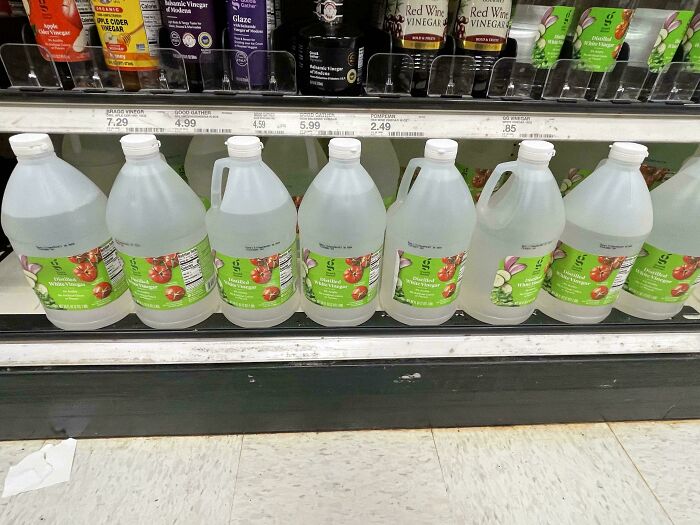 All The Vinegar Have Different Amount Of Fluids In Them. Not Opened, Any Signs Of Leaking