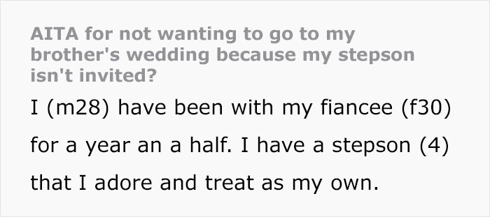 Guy Decides To Skip Only Brother&rsquo;s Wedding As His Fianc&eacute;e&rsquo;s Kid Is Not Invited, Upsets Family