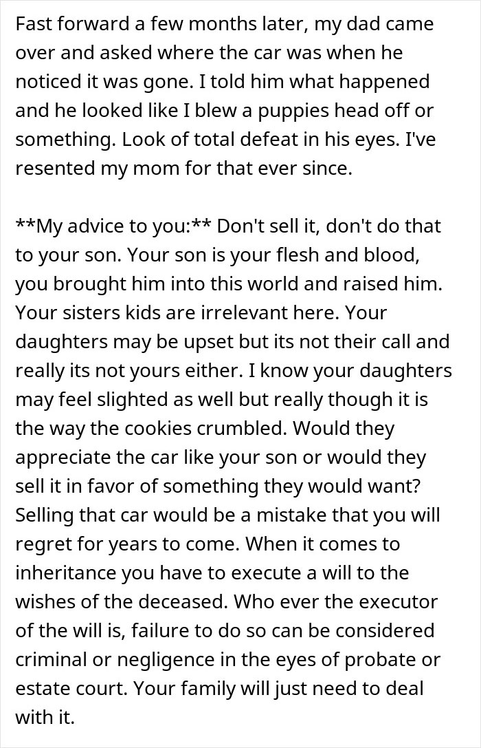 Mom Forces Son To Sell A Car He Inherited From Grandpa To Share With Family, Gets A Reality Check Mom Forces Son To Sell A Car He Inherited From Grandpa To Share With Family, Gets A Reality Check