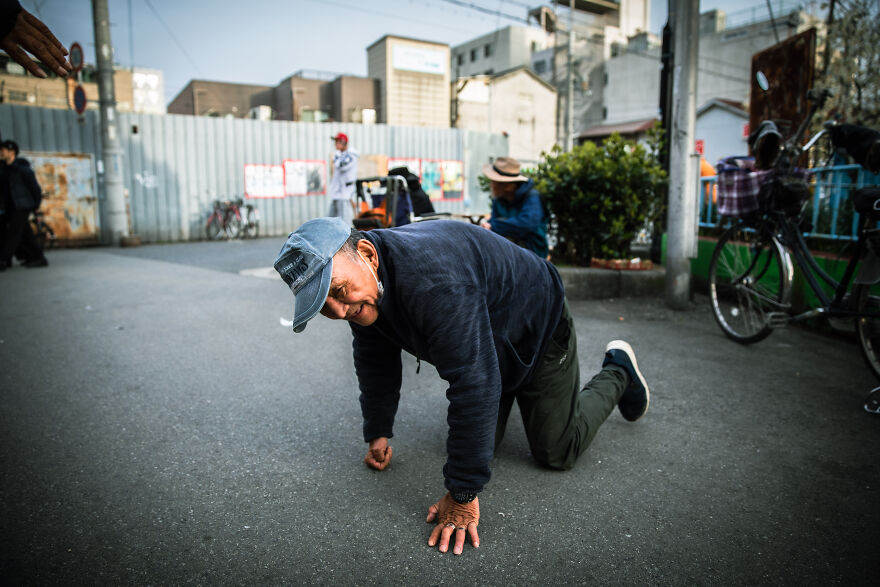 Drunk Man In The Slum In Osaka, Japan