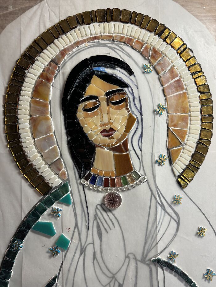 I Captured The Stages Of My Mosaic Artwork Illustrating The Holy &lsquo;Mary&rsquo;