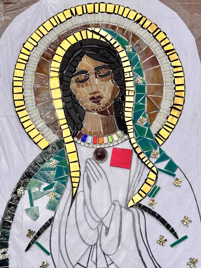 I Captured The Stages Of My Mosaic Artwork Illustrating The Holy &lsquo;Mary&rsquo;