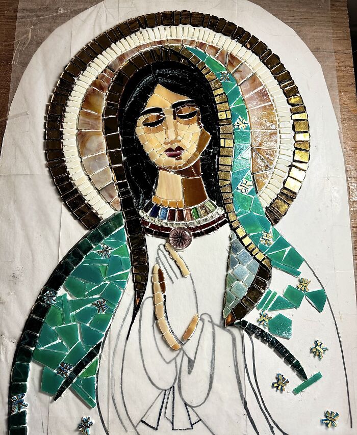 I Captured The Stages Of My Mosaic Artwork Illustrating The Holy &lsquo;Mary&rsquo;