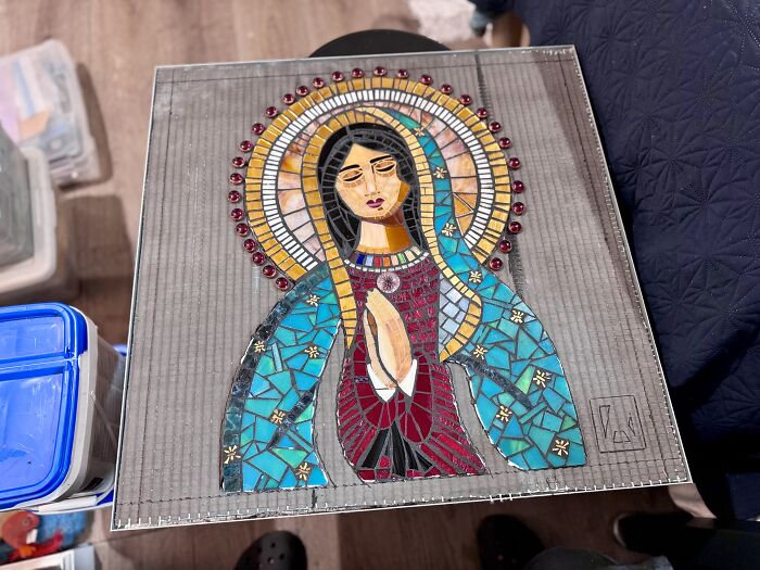 I Captured The Stages Of My Mosaic Artwork Illustrating The Holy &lsquo;Mary&rsquo;