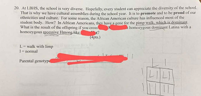California Teacher Under Fire For &ldquo;Racist&rdquo; Biology Exam That Openly Mocked Students