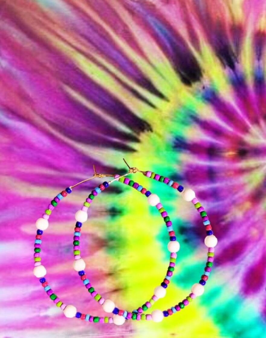 My Handmade Earrings Art On A Collection Of Colorful Tie-Dye Fabrics (25 Pics)