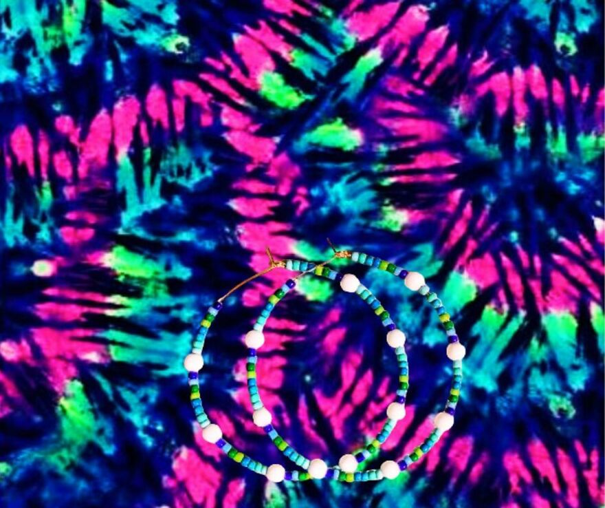 My Handmade Earrings Art On A Collection Of Colorful Tie-Dye Fabrics (25 Pics)